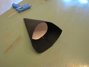 This is what my cone looked like after I glued down the felt and before I glued the end pieces down.